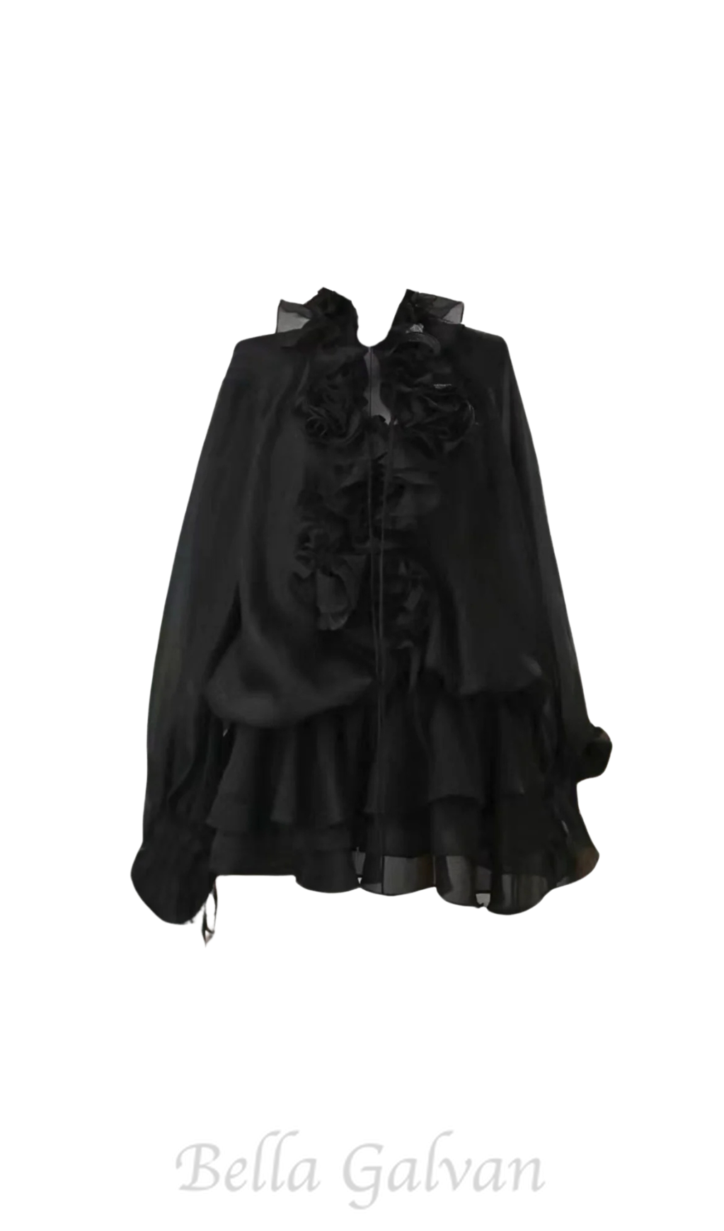 Flowering Girl Women Jaketta Flower Ruffle Mini Dress In Black