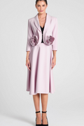 Flowering Girl Women Carol Pink 3D Floral Blazer ＆ High Waist Midi Skirt Set