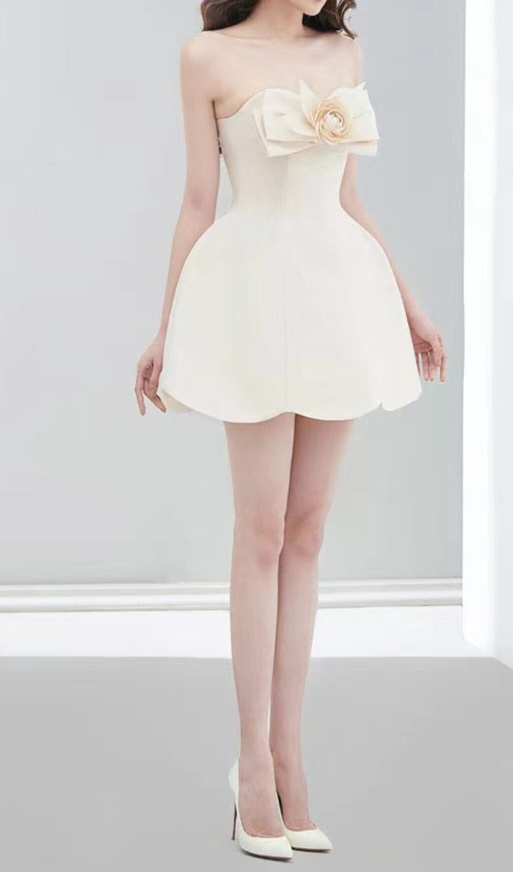 Flowering Girl Women BOW DECORATIVE BANDEAU DRESS SET IN CHAMPAGNE