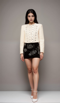 Flowering Girl Women Nerina white crystal-embellished tweed jacket