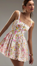 Flowering Girl Women FLORAL PRINTED COTTON MINI DRESS