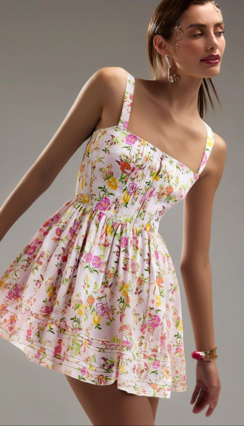 Flowering Girl Women FLORAL PRINTED COTTON MINI DRESS
