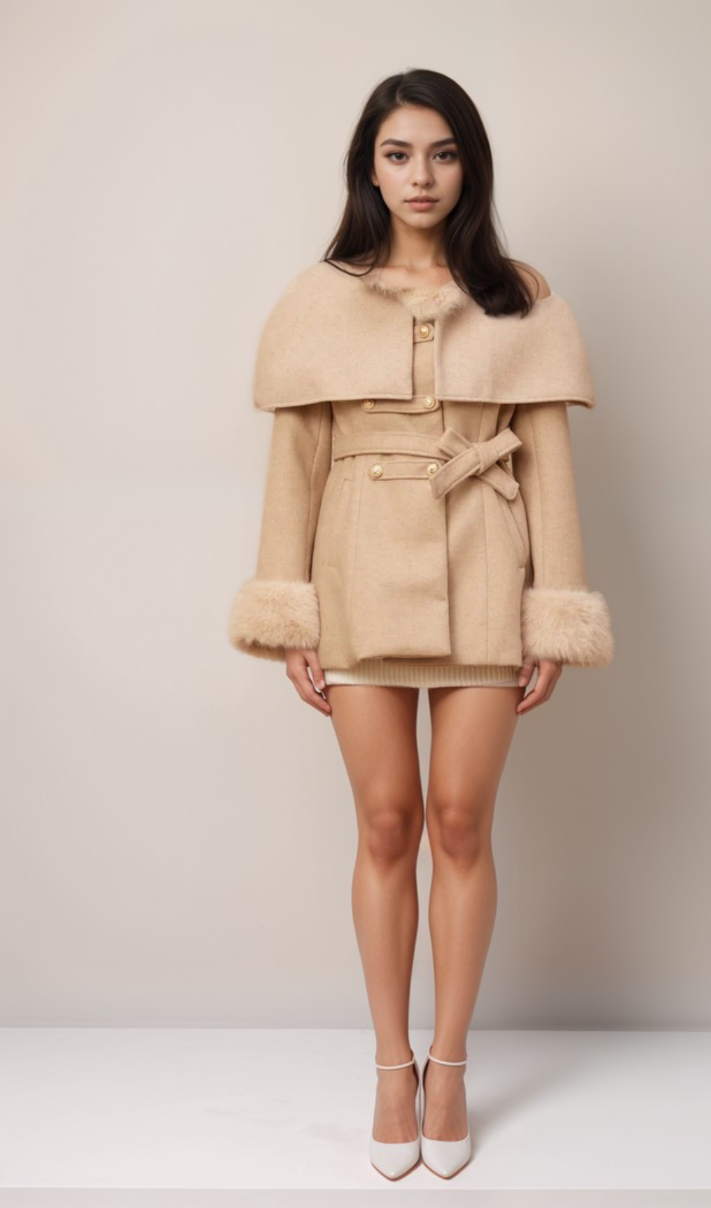 Flowering Girl Women Rosella detachable-cape faux-fur coat