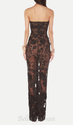 Flowering Girl Women jasmine strapless black maxi dress