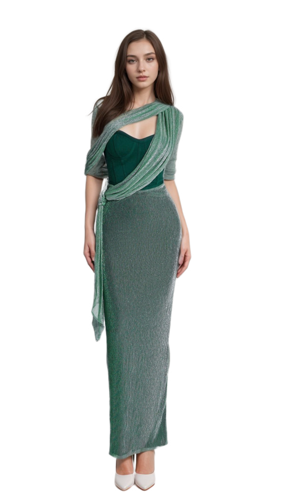 Flowering Girl Women alma Emerald Green Halter Strap Maxi Dress