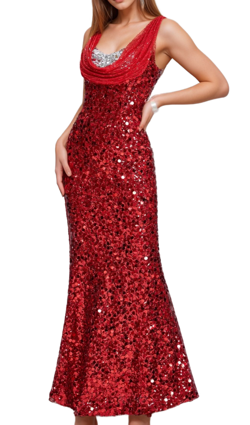 Flowering Girl Women basia sleeveless sequin maxi dress in red