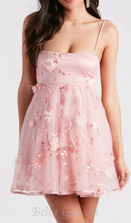 Flowering Girl Women Eden Flower Babydoll mini Dress in blush