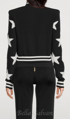 Flowering Girl Women Star Jacquard black Cardigan