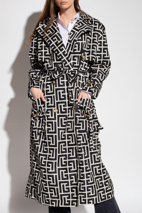 Flowering Girl Women black monogrammed trench coat