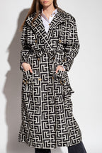 Flowering Girl Women black monogrammed trench coat