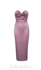 Flowering Girl Women backless split twist-front bodycon midi dress in iceberry pink