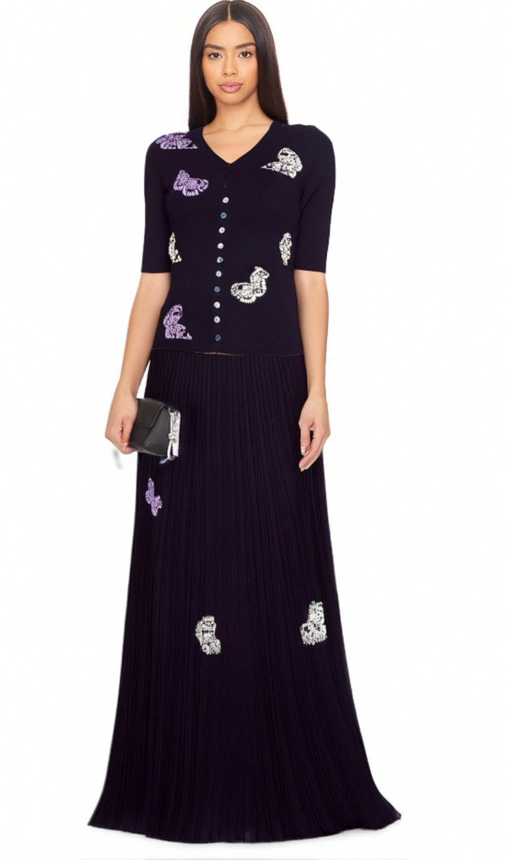 Flowering Girl Women Delphine butterfly ribbed-knit top & skirt matching set