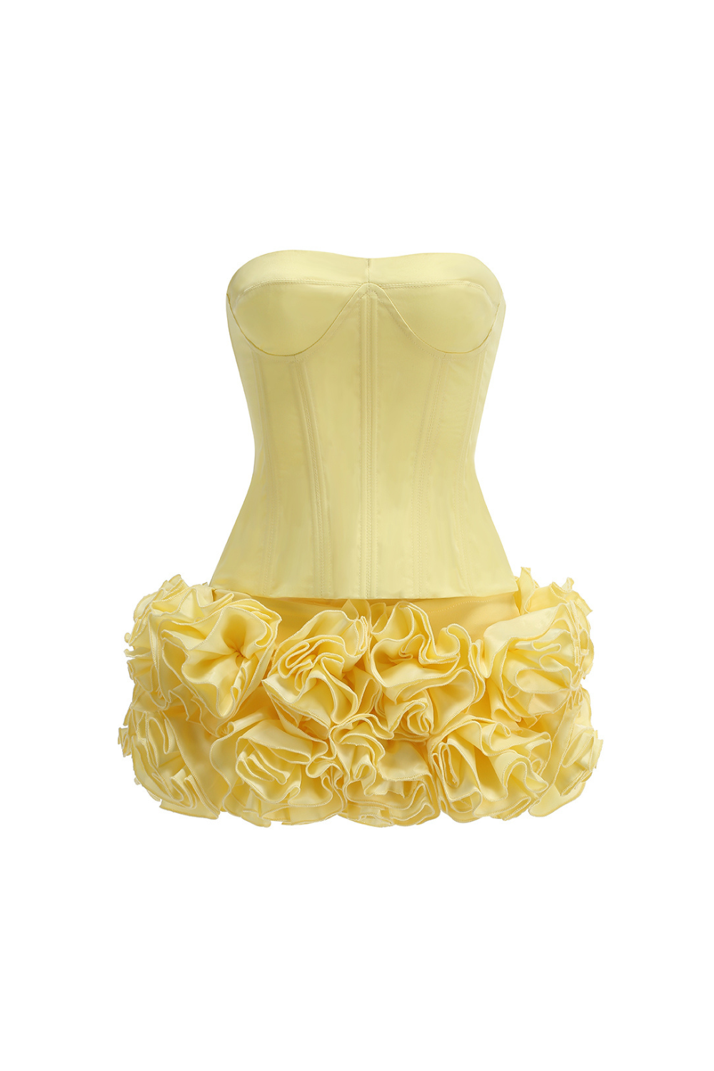 Flowering Girl Women amy flower embellished mini skirt corset set in yellow