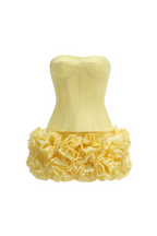 Flowering Girl Women amy flower embellished mini skirt corset set in yellow