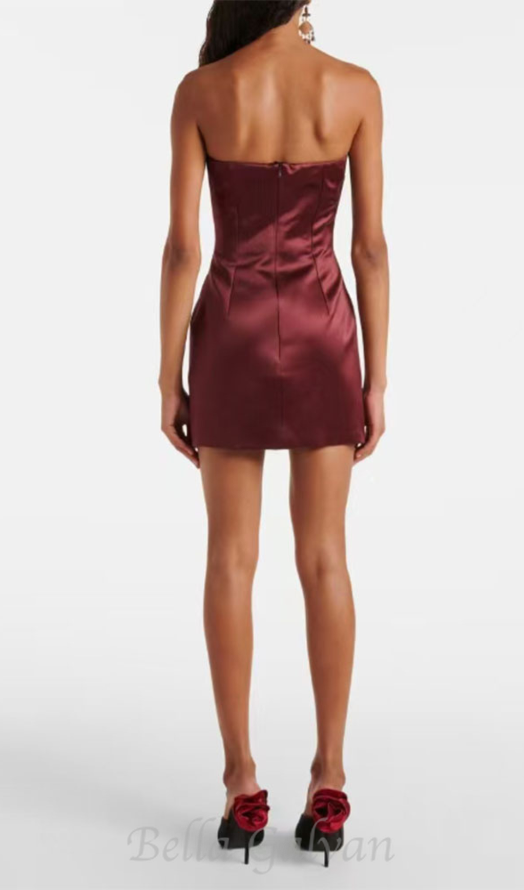 Flowering Girl Women Ebrar Strapless Flower Satin Mini Dress