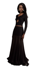 Flowering Girl Women Anaïs black open-front gathered top