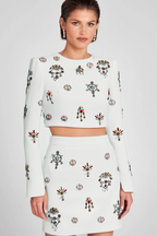 Flowering Girl Women WHITE RHINESTONE EMBELLISHED SKIRT SET