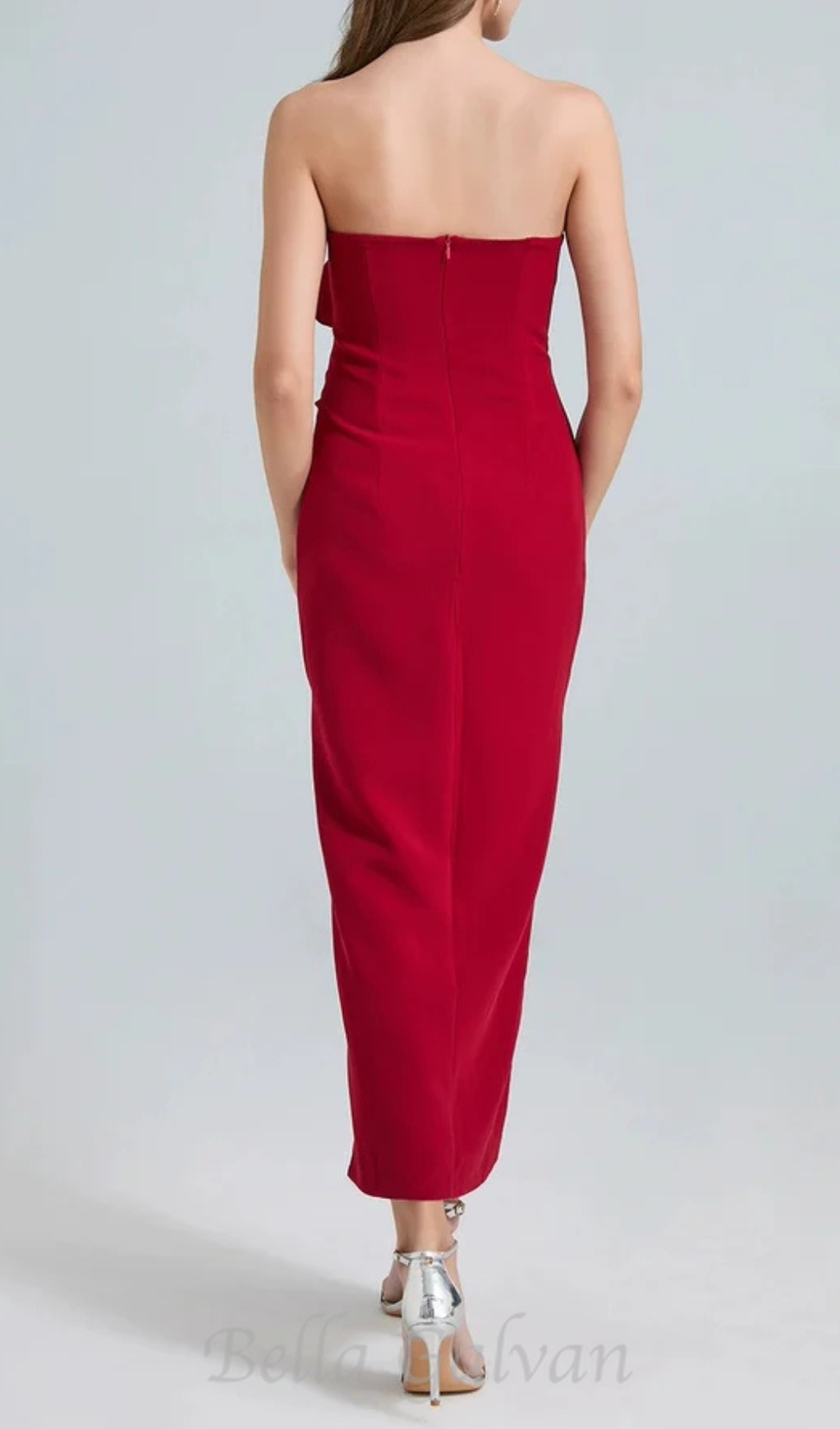 Flowering Girl Women michelle 3d flower strapless midi dress in red