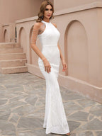 Geometric Sequin Chain Mermaid Prom Dress