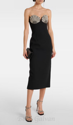 Flowering Girl Women Cordelia Diamond-Embellished Midi Dress in black
