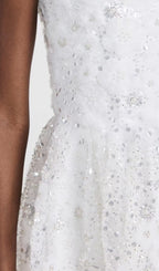 Flowering Girl Women Beaded Sequin Bandeau Mini Dress In White