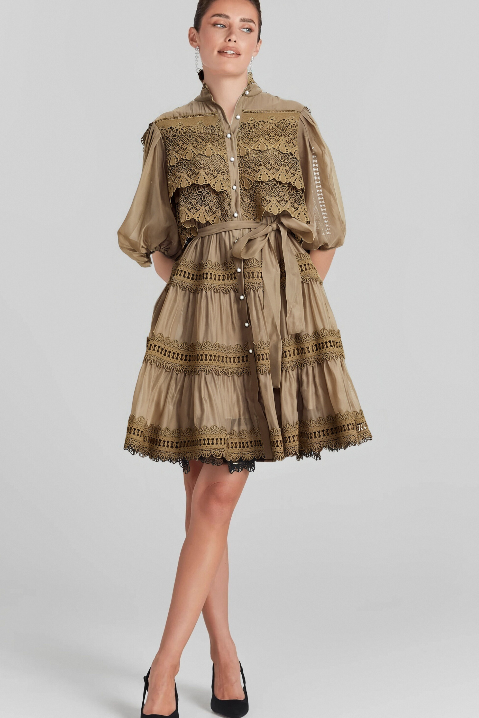 Flowering Girl Women Inès Lace Cut-Out Layered Mini Dress