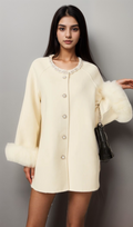 Flowering Girl Women Frédérique white wool fur embellished coat