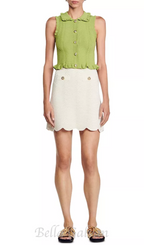 Flowering Girl Women Lina Sleeveless Textured Knit Top in Olive Green