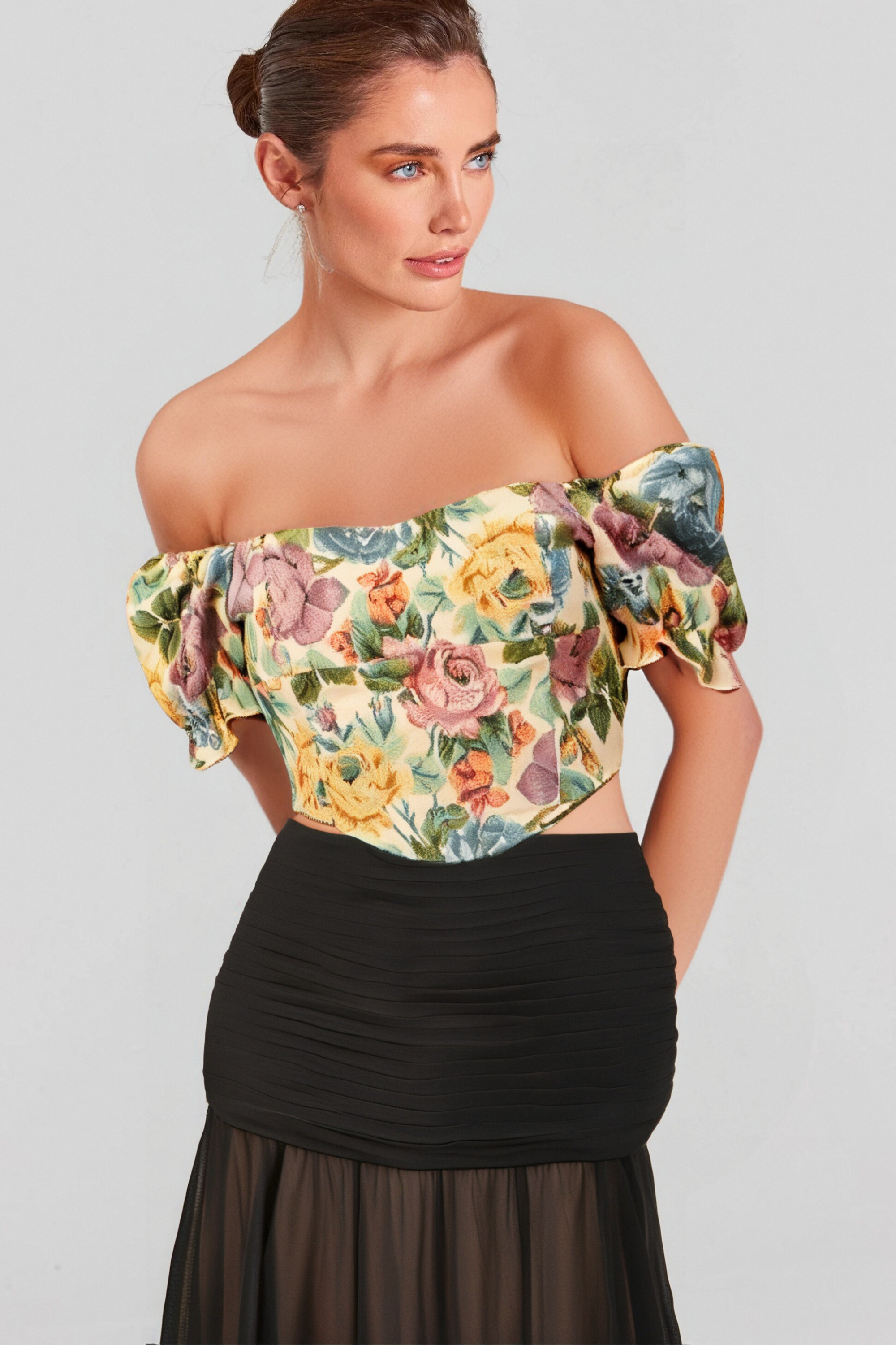 Flowering Girl Women Constance Floral-Print Jacquard Cropped Top