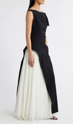 Flowering Girl Women yvette one-shoulder pleated maxi dress in black