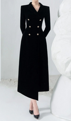 Flowering Girl Women Caloria Asymmetric Notch Lapel Velvet Midi Dress