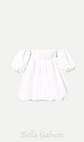Flowering Girl Women puff sleeve duchesse mini dress in white