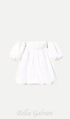 Flowering Girl Women puff sleeve duchesse mini dress in white