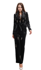 Flowering Girl Women apphia Velvet Diamond embellished blazer 2 Piece in black