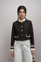 Flowering Girl Women Géraldine Black Ruffled-Trim Jacket