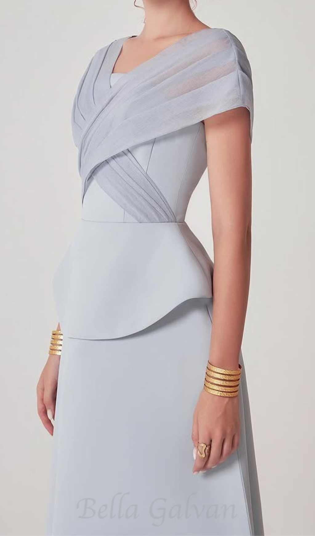 Flowering Girl Women mesh patchwork midi dress in light grey