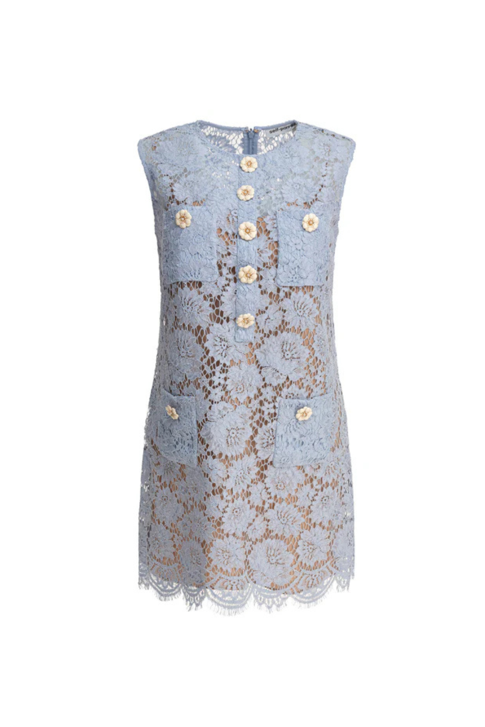 Flowering Girl Women eunice hollow pencil Lace mini Dress in blue