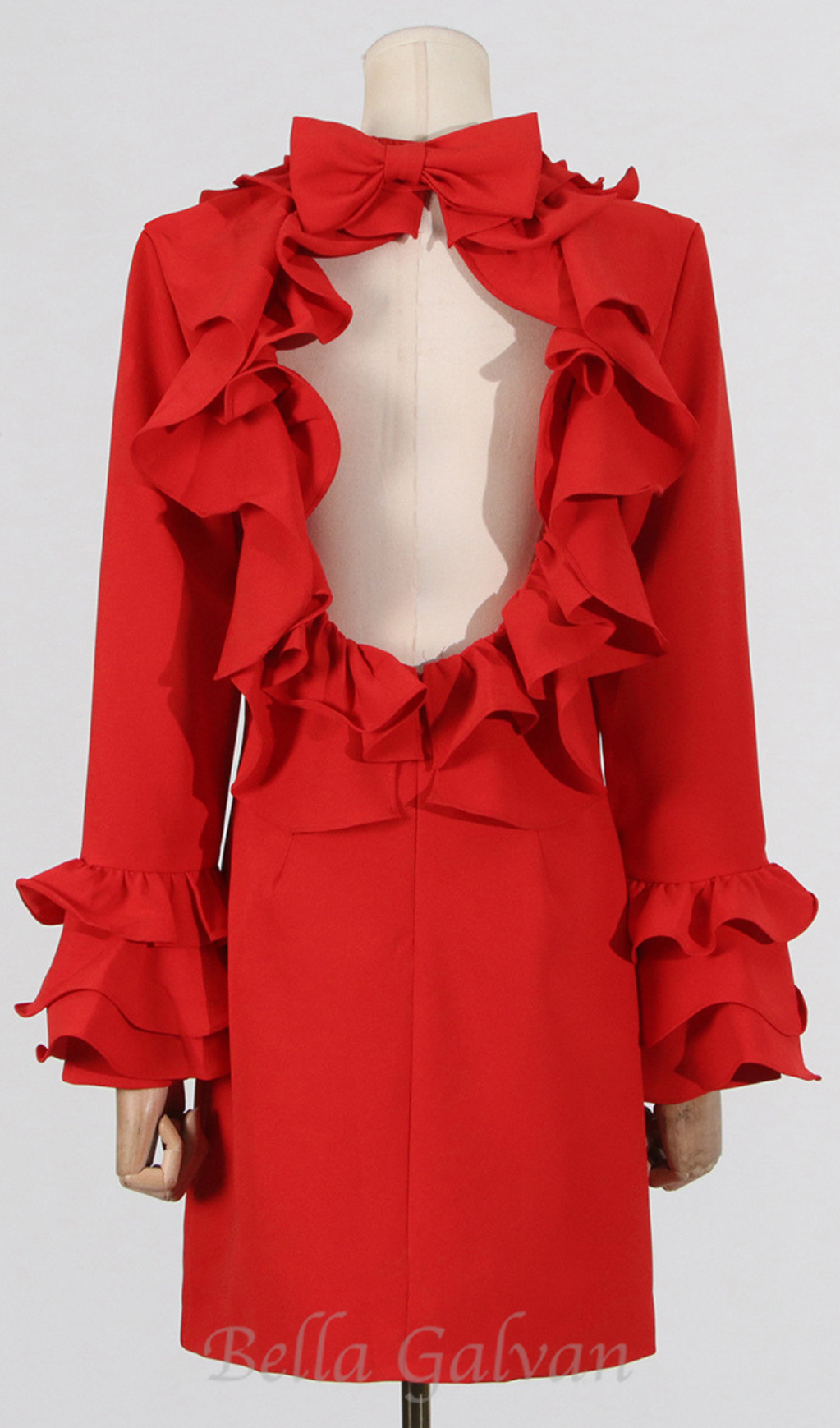 Flowering Girl Women Alessandro Ruffle Backless Mini Dress in red