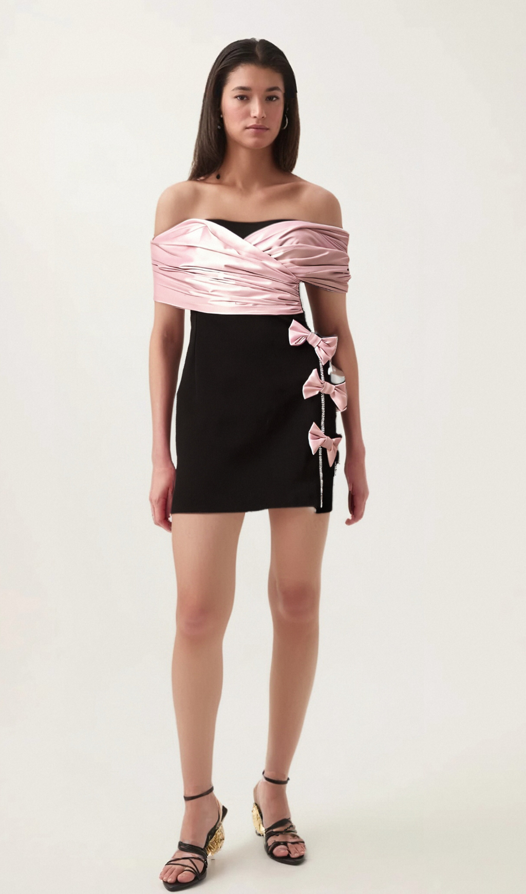 Flowering Girl Women Doria color-blocked bow-embellished mini dress
