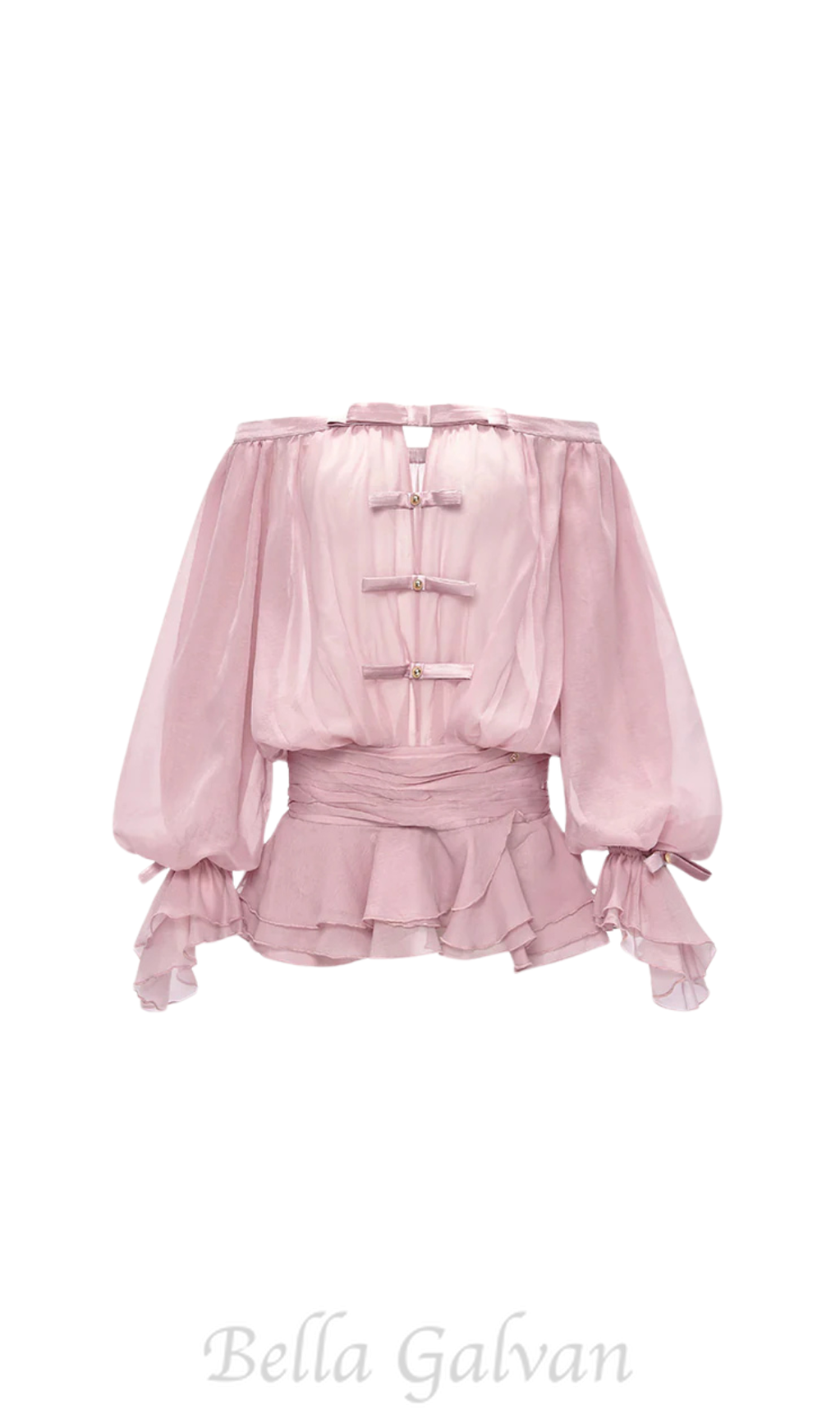 Flowering Girl Women puff sleeve strapless mini dress in misty pink