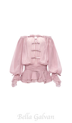 Flowering Girl Women puff sleeve strapless mini dress in misty pink