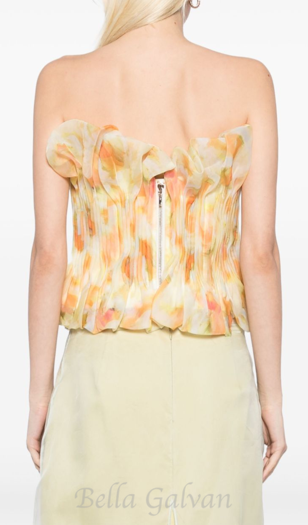 Flowering Girl Women print ruffle trim top in yellow