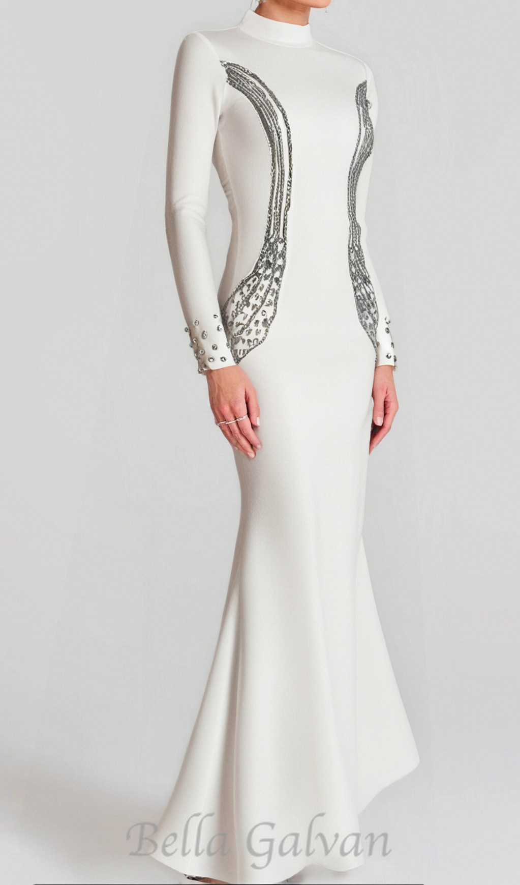 Flowering Girl Women Ashley crystal embellished bodycon maxi dress in white