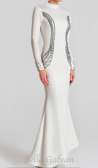 Flowering Girl Women Ashley crystal embellished bodycon maxi dress in white