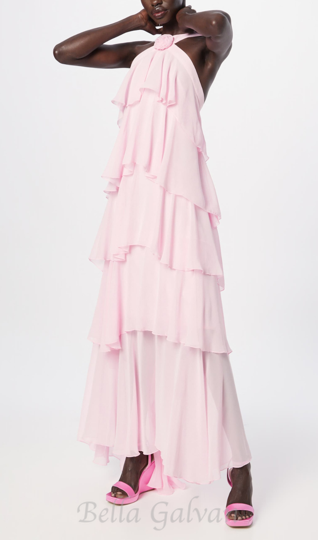 Flowering Girl Women layer-embellished Neckholder maxi dress in pink