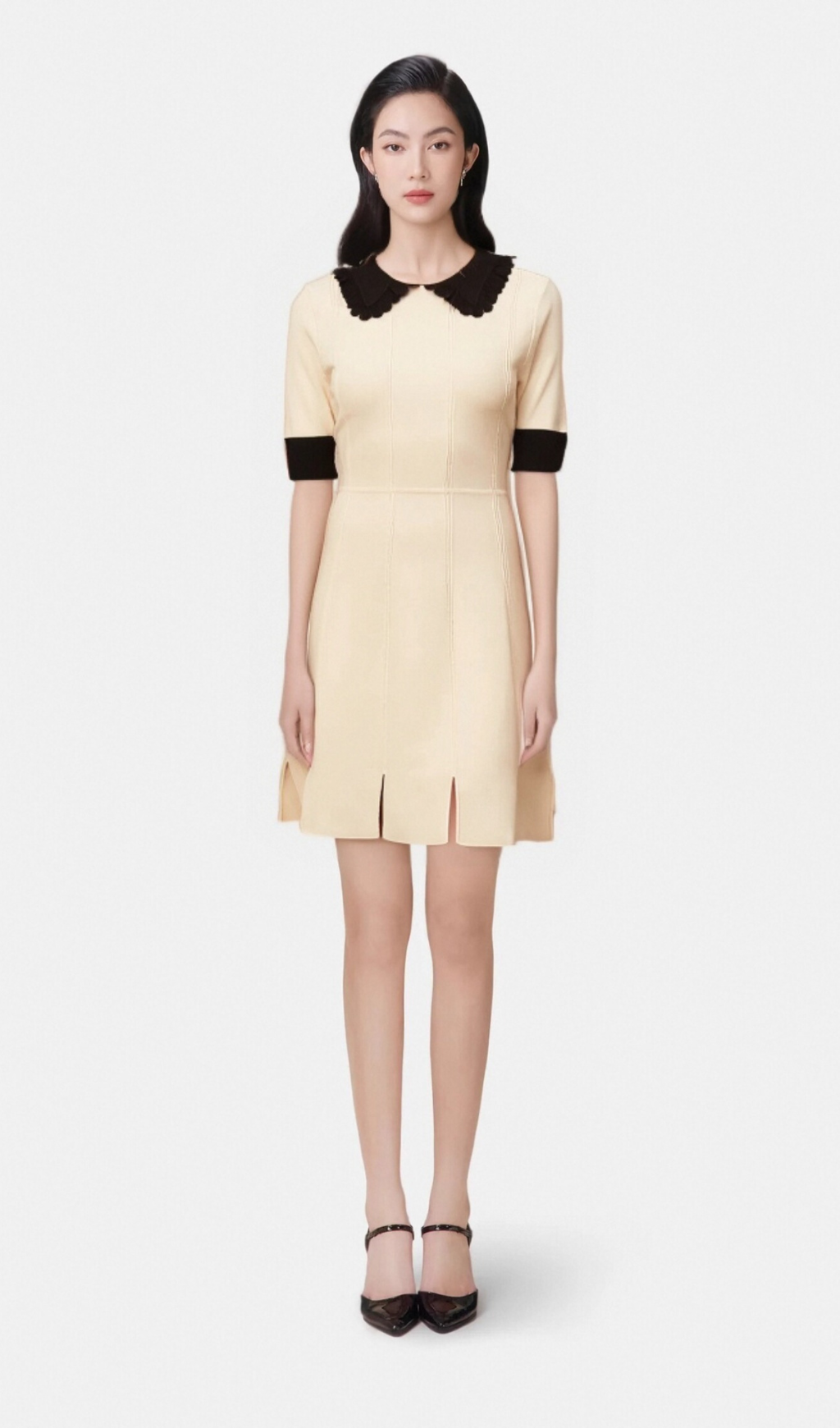 Flowering Girl Women Andréa white split-hem knitted mini dress