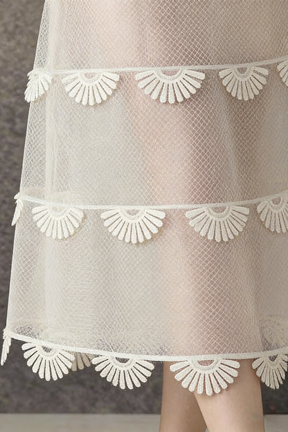 Off-the-Shoulder Daisy Lace Tiered Midi Dress