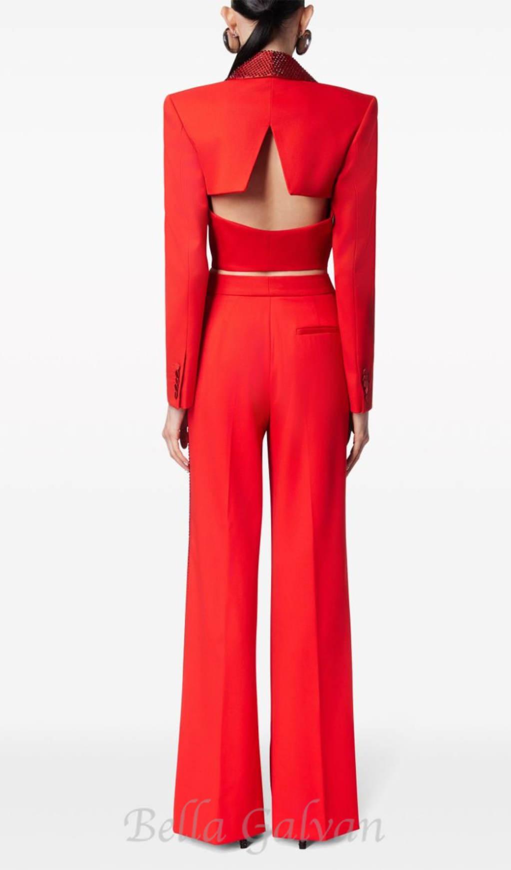 Flowering Girl Women crystal-embellished red cropped blazer set