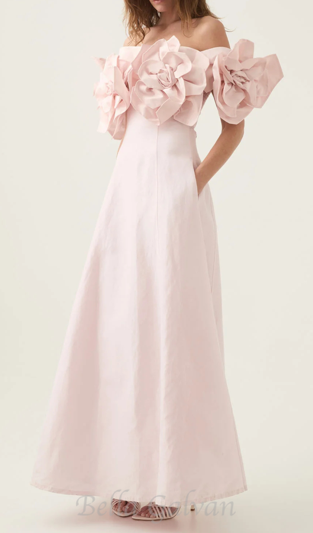 Flowering Girl Women Etta flower strapless midi dress in pink