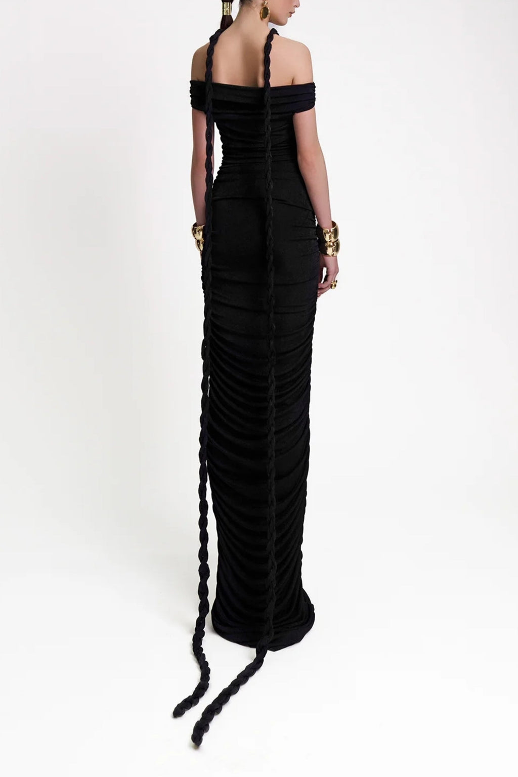 Flowering Girl Women Bandage Off Shoulder Maxi Dress In Black